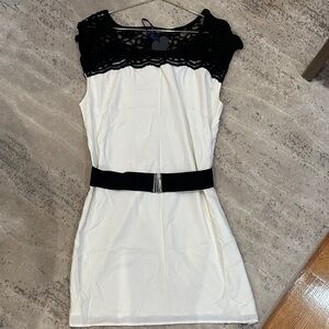 Express Lace Overlay Chemise in Black and Cream